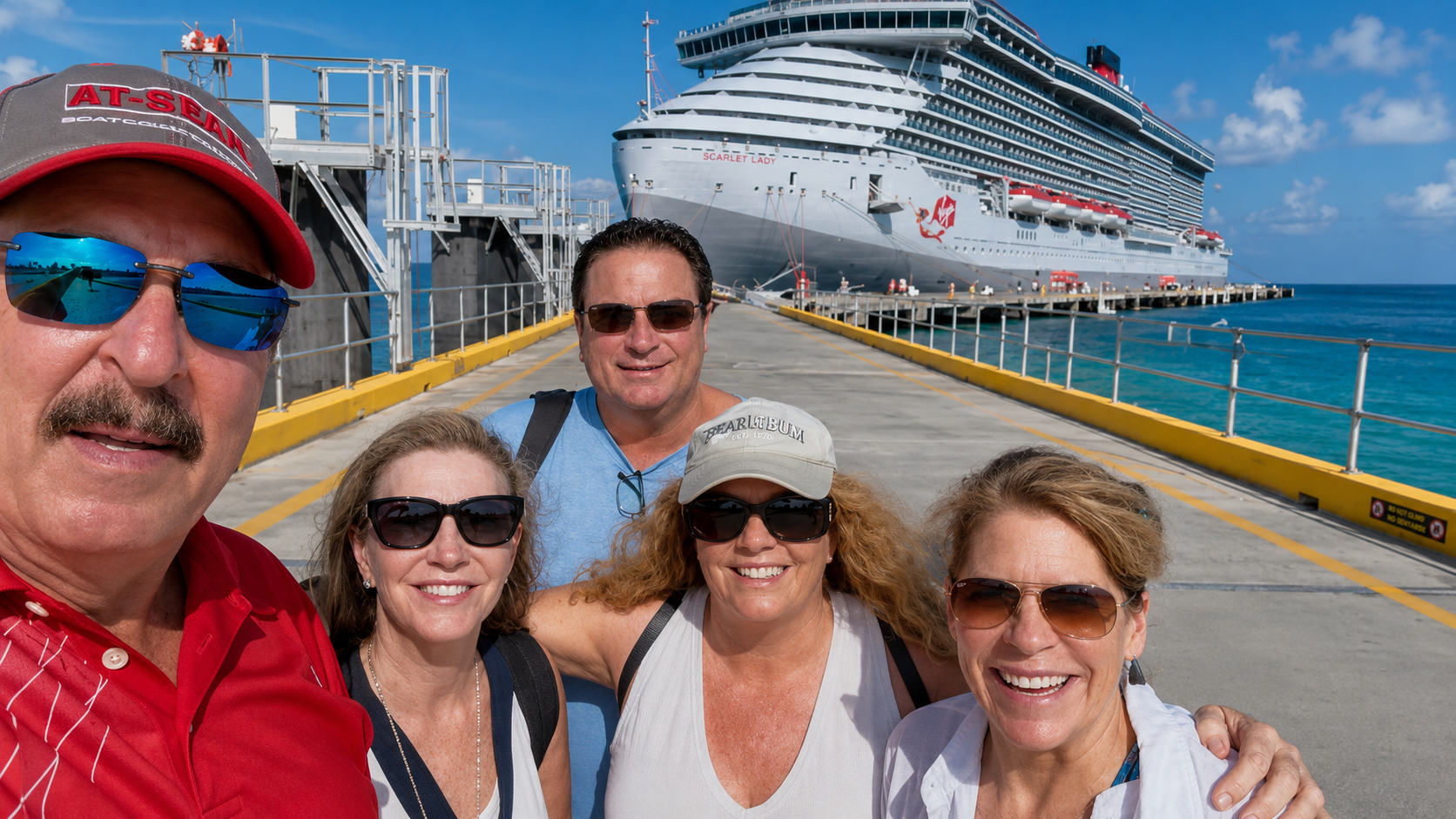 Friends enjoying a sunny day at port