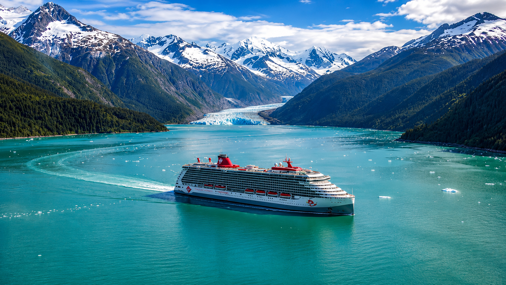 Glacier cruise with stunning mountain backdrop